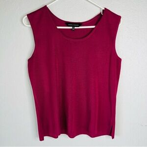 Ming Wang Mid Length Scoop Neck Knit Tank Wrinkle Resistant Burgundy Size M